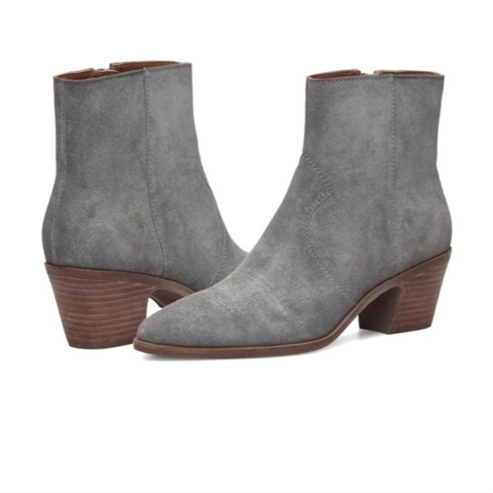 New Lucky Brand Goddiy gray soft suede leather boots Inside zipper closure sz 12